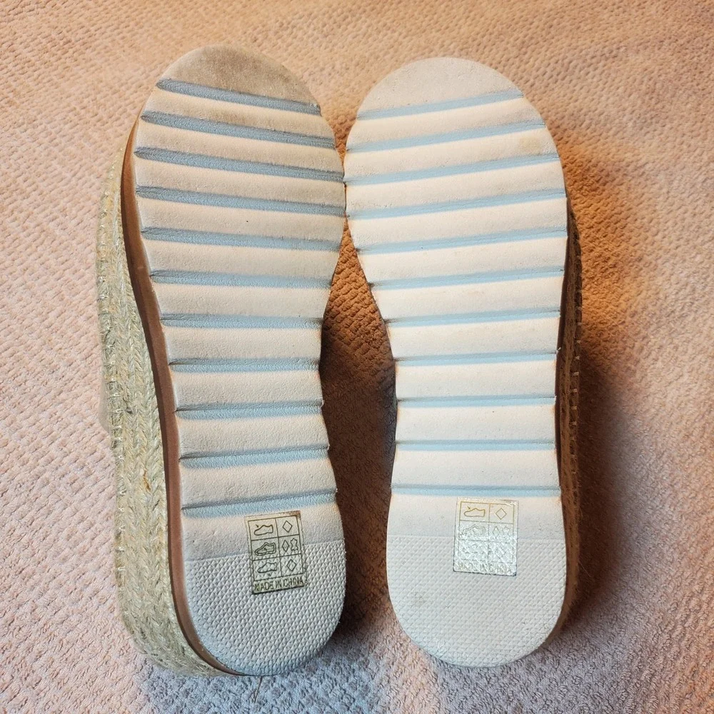 mi.im‎ women's shoes Eva Espadrille Slip On Real Suede Platform Casual Beige